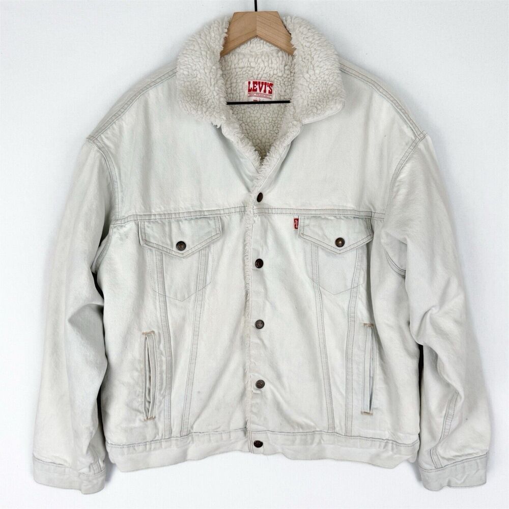 Levi's White Sherpa Lined Bomber Jacket
